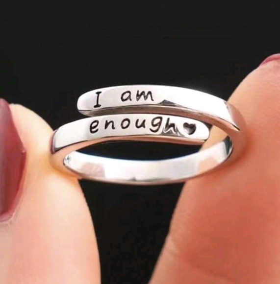 Anthropologie Jewelry - I am Enough ( you are!) Inspirational Logo Adjustable Silver Tone Ring